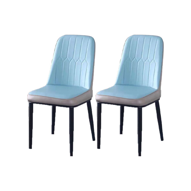 PU Leather Dining Chairs Nordic Style Parsons Armless Chair for Dining Room Blue Gray 2 Piece Set Black Clearhalo 'Dining Chairs' 'Dining Tables & Seating' 'dining_chair' 'furn' 'furn_dining_chair' 'Furniture' 'Kitchen & Dining Furniture' 7224328