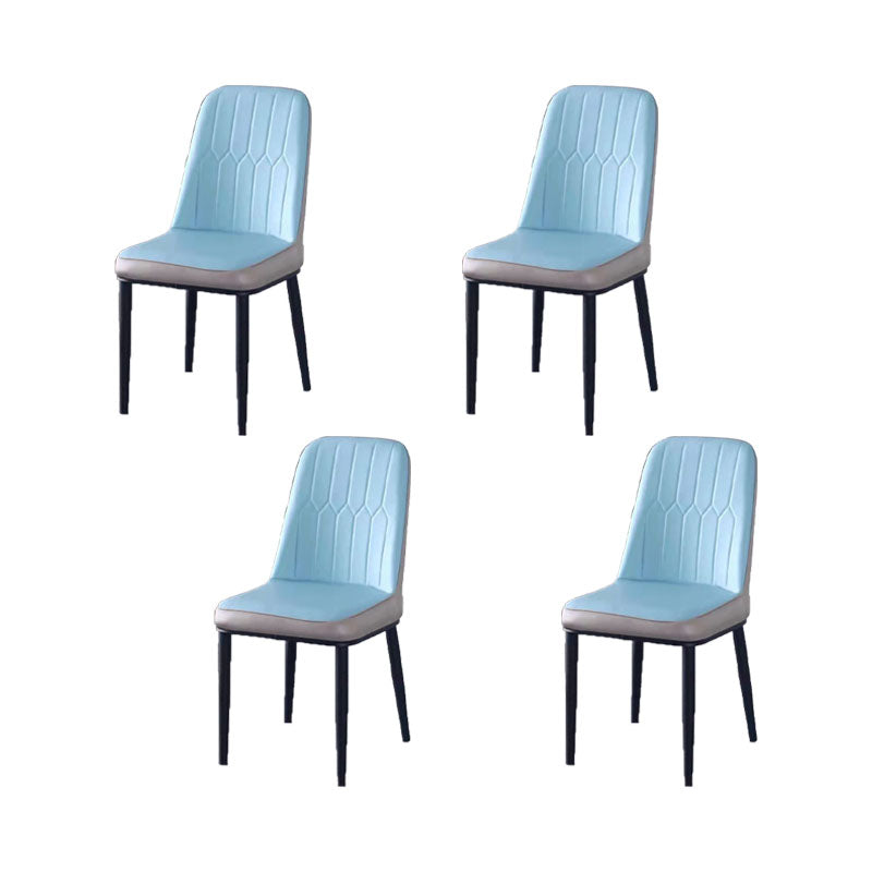PU Leather Dining Chairs Nordic Style Parsons Armless Chair for Dining Room Blue Gray 4 Piece Set Black Clearhalo 'Dining Chairs' 'Dining Tables & Seating' 'dining_chair' 'furn' 'furn_dining_chair' 'Furniture' 'Kitchen & Dining Furniture' 7224329