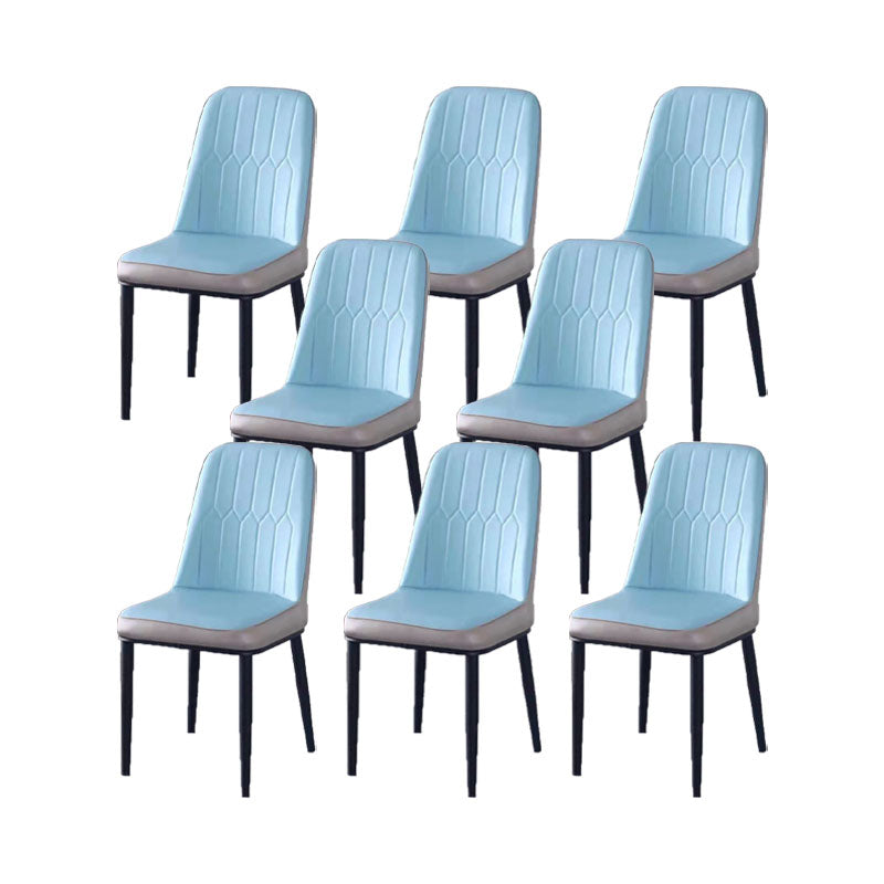 PU Leather Dining Chairs Nordic Style Parsons Armless Chair for Dining Room Blue Gray 8 Piece Set Black Clearhalo 'Dining Chairs' 'Dining Tables & Seating' 'dining_chair' 'furn' 'furn_dining_chair' 'Furniture' 'Kitchen & Dining Furniture' 7224331