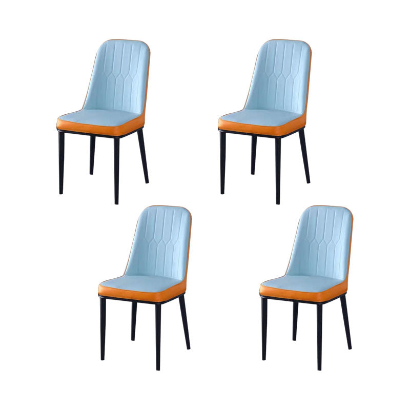 PU Leather Dining Chairs Nordic Style Parsons Armless Chair for Dining Room Light Blue Orange 4 Piece Set Black Clearhalo 'Dining Chairs' 'Dining Tables & Seating' 'dining_chair' 'furn' 'furn_dining_chair' 'Furniture' 'Kitchen & Dining Furniture' 7224333