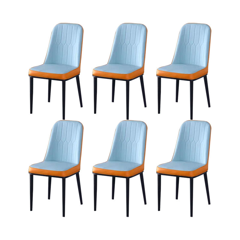 PU Leather Dining Chairs Nordic Style Parsons Armless Chair for Dining Room Light Blue Orange 6 Piece Set Black Clearhalo 'Dining Chairs' 'Dining Tables & Seating' 'dining_chair' 'furn' 'furn_dining_chair' 'Furniture' 'Kitchen & Dining Furniture' 7224334