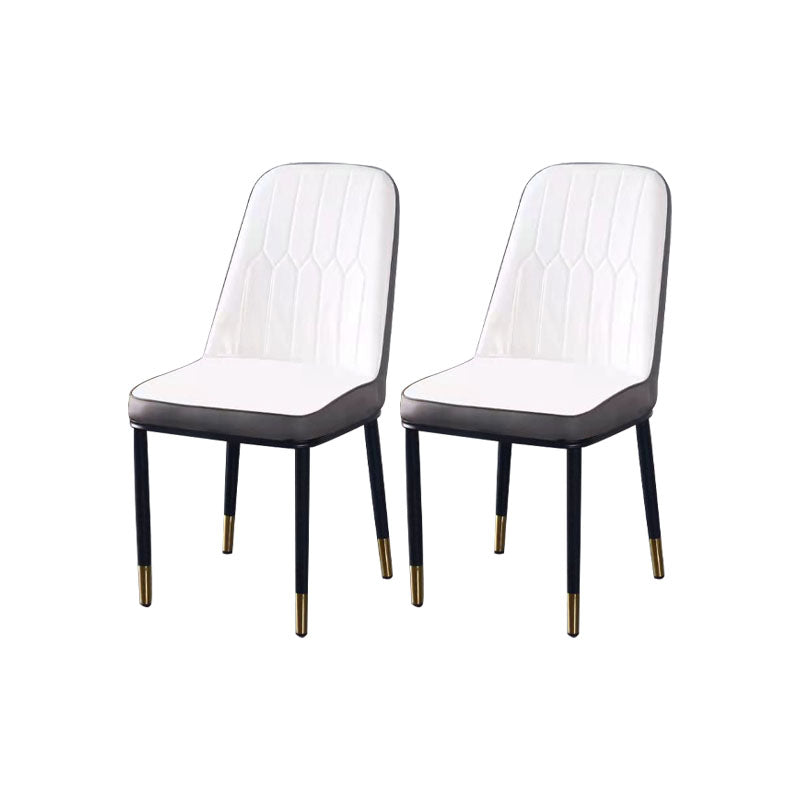 PU Leather Dining Chairs Nordic Style Parsons Armless Chair for Dining Room White-Gray 2 Piece Set Gold Clearhalo 'Dining Chairs' 'Dining Tables & Seating' 'dining_chair' 'furn' 'furn_dining_chair' 'Furniture' 'Kitchen & Dining Furniture' 7224336