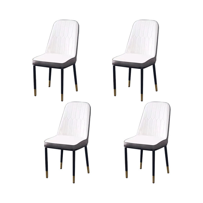 PU Leather Dining Chairs Nordic Style Parsons Armless Chair for Dining Room White-Gray 4 Piece Set Gold Clearhalo 'Dining Chairs' 'Dining Tables & Seating' 'dining_chair' 'furn' 'furn_dining_chair' 'Furniture' 'Kitchen & Dining Furniture' 7224337