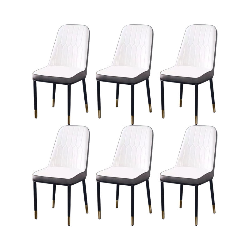 PU Leather Dining Chairs Nordic Style Parsons Armless Chair for Dining Room White-Gray 6 Piece Set Gold Clearhalo 'Dining Chairs' 'Dining Tables & Seating' 'dining_chair' 'furn' 'furn_dining_chair' 'Furniture' 'Kitchen & Dining Furniture' 7224338