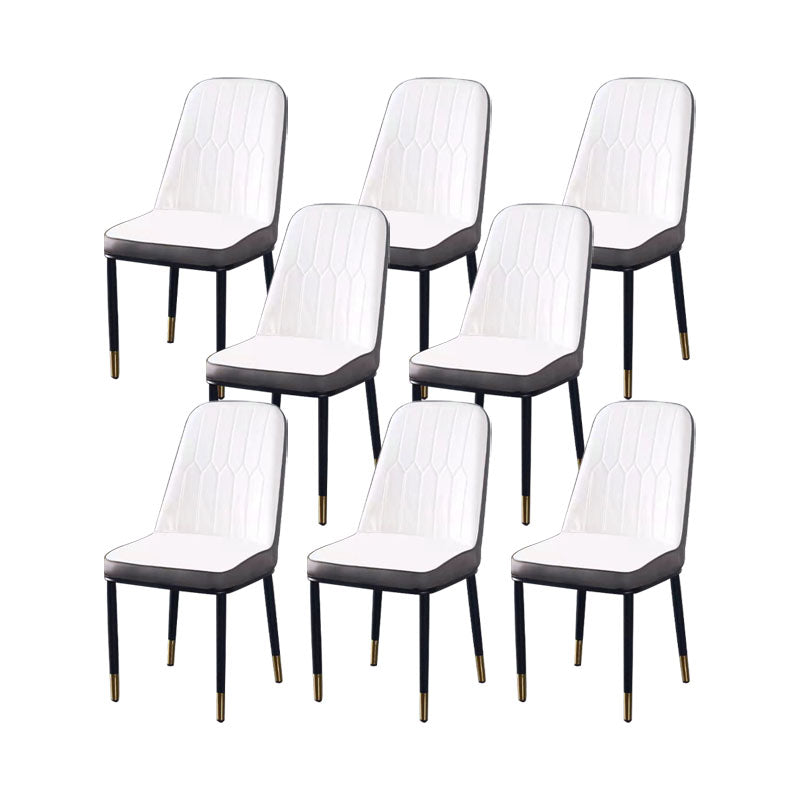 PU Leather Dining Chairs Nordic Style Parsons Armless Chair for Dining Room White-Gray 8 Piece Set Gold Clearhalo 'Dining Chairs' 'Dining Tables & Seating' 'dining_chair' 'furn' 'furn_dining_chair' 'Furniture' 'Kitchen & Dining Furniture' 7224339