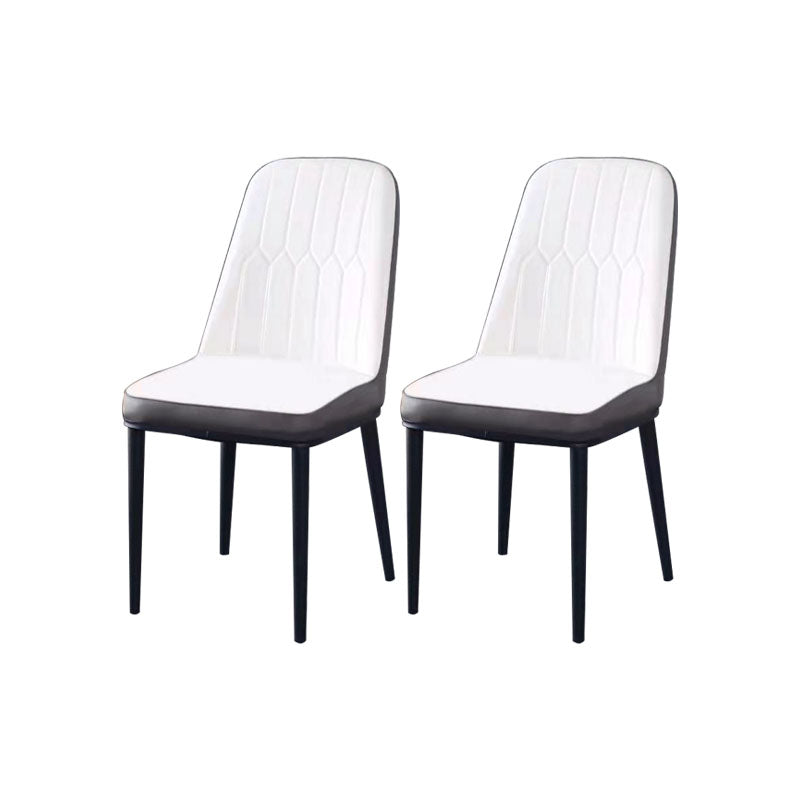 PU Leather Dining Chairs Nordic Style Parsons Armless Chair for Dining Room White-Gray 2 Piece Set Black Clearhalo 'Dining Chairs' 'Dining Tables & Seating' 'dining_chair' 'furn' 'furn_dining_chair' 'Furniture' 'Kitchen & Dining Furniture' 7224340