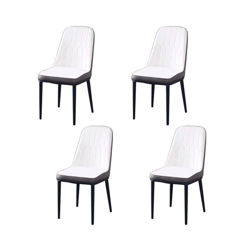 PU Leather Dining Chairs Nordic Style Parsons Armless Chair for Dining Room White-Gray 4 Piece Set Black Clearhalo 'Dining Chairs' 'Dining Tables & Seating' 'dining_chair' 'furn' 'furn_dining_chair' 'Furniture' 'Kitchen & Dining Furniture' 7224341