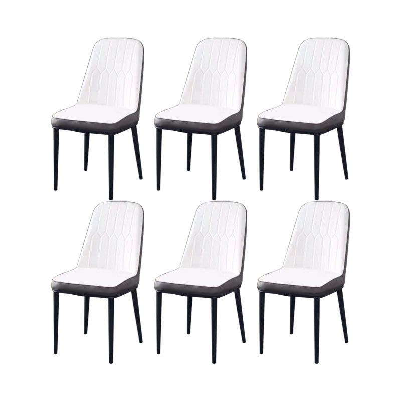 PU Leather Dining Chairs Nordic Style Parsons Armless Chair for Dining Room White-Gray 6 Piece Set Black Clearhalo 'Dining Chairs' 'Dining Tables & Seating' 'dining_chair' 'furn' 'furn_dining_chair' 'Furniture' 'Kitchen & Dining Furniture' 7224342
