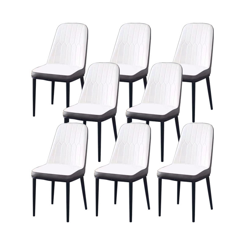 PU Leather Dining Chairs Nordic Style Parsons Armless Chair for Dining Room White-Gray 8 Piece Set Black Clearhalo 'Dining Chairs' 'Dining Tables & Seating' 'dining_chair' 'furn' 'furn_dining_chair' 'Furniture' 'Kitchen & Dining Furniture' 7224343