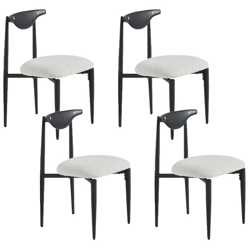 Industrial Style Armless Dining Chairs Solid Wood Open Back Chairs for Bedroom Black White 4 Piece Set Clearhalo 'Dining Chairs' 'Dining Tables & Seating' 'dining_chair' 'furn' 'furn_dining_chair' 'Furniture' 'Kitchen & Dining Furniture' 7224467