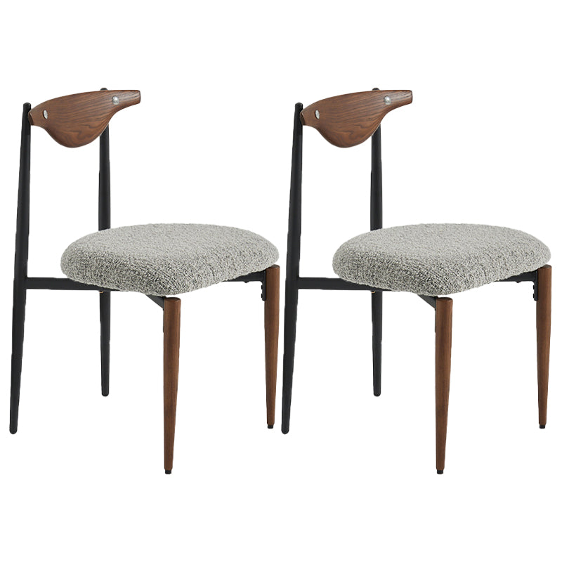 Industrial Style Armless Dining Chairs Solid Wood Open Back Chairs for Bedroom Brown Grey 2 Piece Set Clearhalo 'Dining Chairs' 'Dining Tables & Seating' 'dining_chair' 'furn' 'furn_dining_chair' 'Furniture' 'Kitchen & Dining Furniture' 7224474