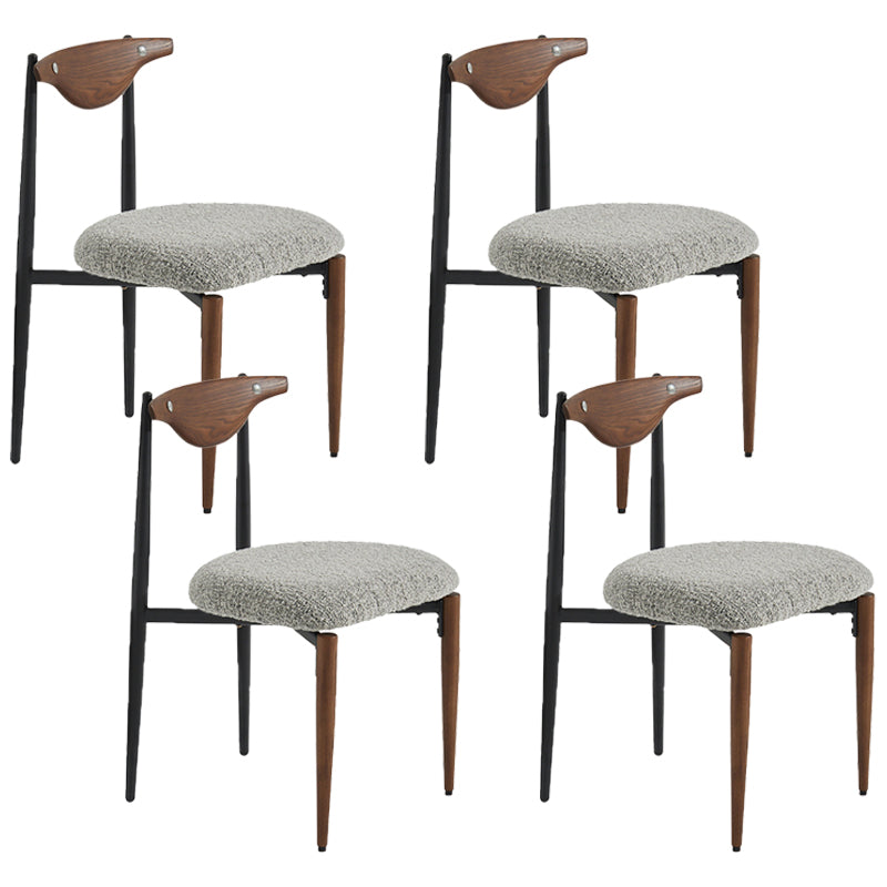 Industrial Style Armless Dining Chairs Solid Wood Open Back Chairs for Bedroom Brown Grey 4 Piece Set Clearhalo 'Dining Chairs' 'Dining Tables & Seating' 'dining_chair' 'furn' 'furn_dining_chair' 'Furniture' 'Kitchen & Dining Furniture' 7224477