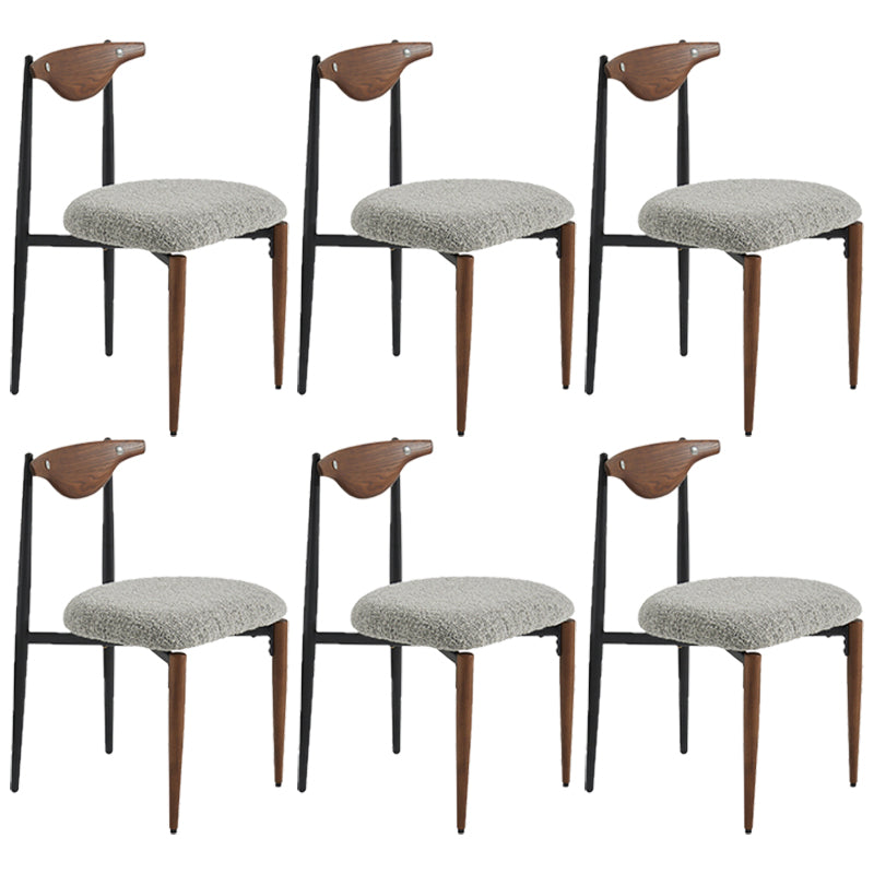 Industrial Style Armless Dining Chairs Solid Wood Open Back Chairs for Bedroom Brown Grey 6 Piece Set Clearhalo 'Dining Chairs' 'Dining Tables & Seating' 'dining_chair' 'furn' 'furn_dining_chair' 'Furniture' 'Kitchen & Dining Furniture' 7224478