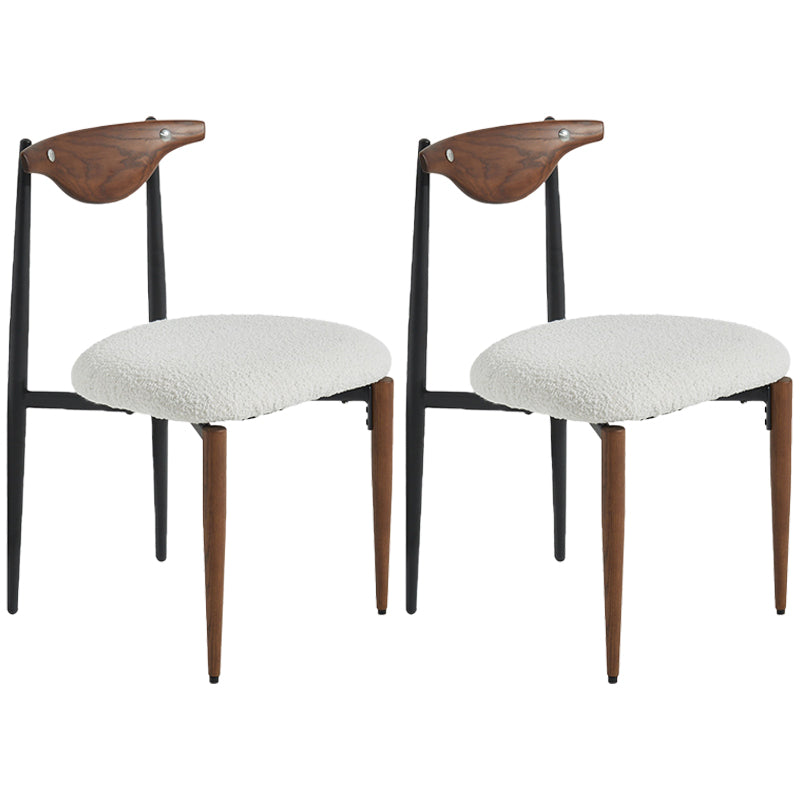 Industrial Style Armless Dining Chairs Solid Wood Open Back Chairs for Bedroom Brown White 2 Piece Set Clearhalo 'Dining Chairs' 'Dining Tables & Seating' 'dining_chair' 'furn' 'furn_dining_chair' 'Furniture' 'Kitchen & Dining Furniture' 7224488