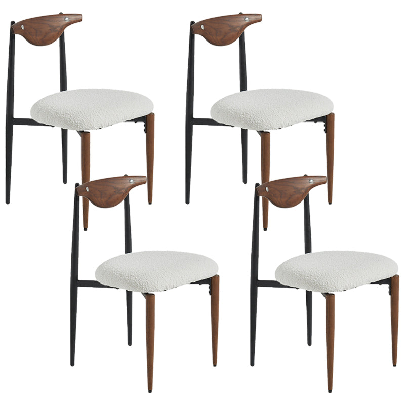 Industrial Style Armless Dining Chairs Solid Wood Open Back Chairs for Bedroom Brown White 4 Piece Set Clearhalo 'Dining Chairs' 'Dining Tables & Seating' 'dining_chair' 'furn' 'furn_dining_chair' 'Furniture' 'Kitchen & Dining Furniture' 7224489