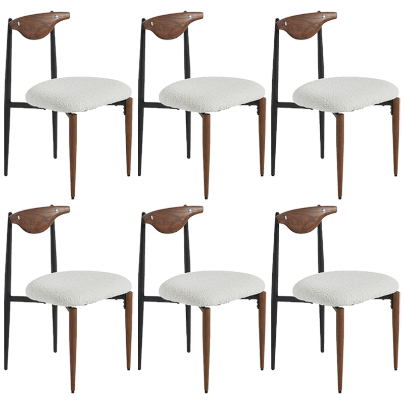 Industrial Style Armless Dining Chairs Solid Wood Open Back Chairs for Bedroom Brown White 6 Piece Set Clearhalo 'Dining Chairs' 'Dining Tables & Seating' 'dining_chair' 'furn' 'furn_dining_chair' 'Furniture' 'Kitchen & Dining Furniture' 7224490