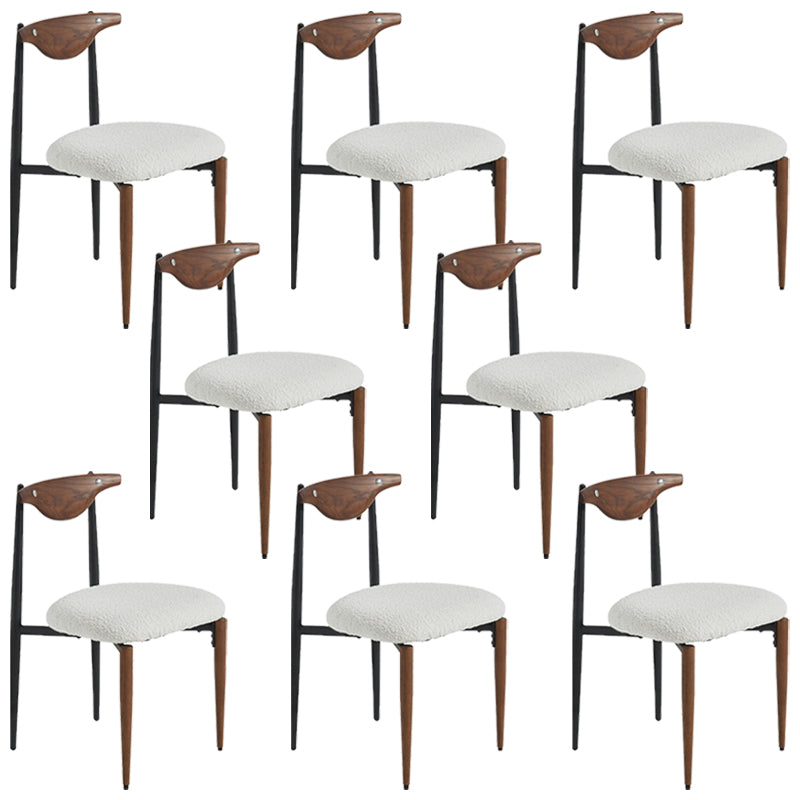 Industrial Style Armless Dining Chairs Solid Wood Open Back Chairs for Bedroom Brown White 8 Piece Set Clearhalo 'Dining Chairs' 'Dining Tables & Seating' 'dining_chair' 'furn' 'furn_dining_chair' 'Furniture' 'Kitchen & Dining Furniture' 7224491