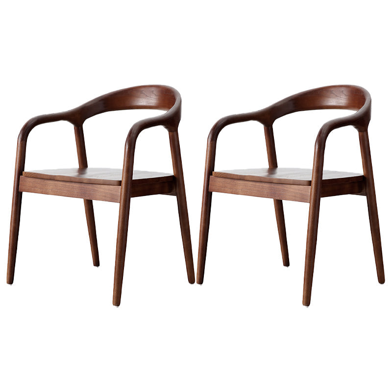 Solid Wood Dining Chairs Nordic Style Open Back Dining Chair Nut-Brown 2 Piece Set Clearhalo 'Dining Chairs' 'Dining Tables & Seating' 'dining_chair' 'furn' 'furn_dining_chair' 'Furniture' 'Kitchen & Dining Furniture' 7224587