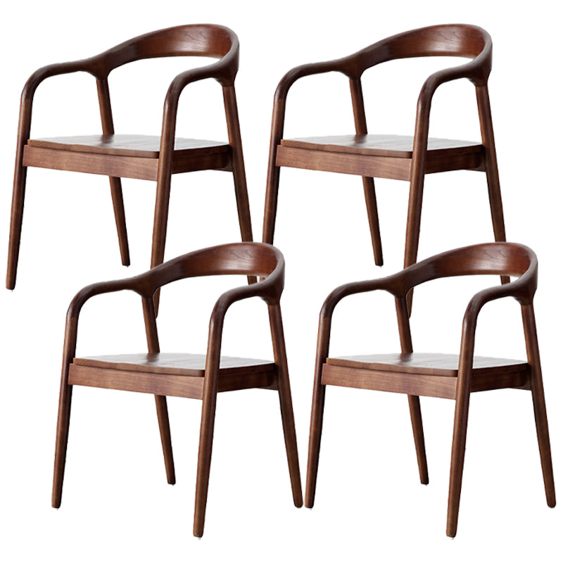 Solid Wood Dining Chairs Nordic Style Open Back Dining Chair Nut-Brown 4 Piece Set Clearhalo 'Dining Chairs' 'Dining Tables & Seating' 'dining_chair' 'furn' 'furn_dining_chair' 'Furniture' 'Kitchen & Dining Furniture' 7224589