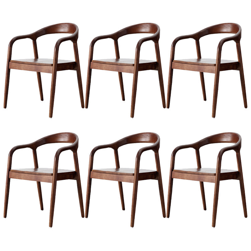 Solid Wood Dining Chairs Nordic Style Open Back Dining Chair Nut-Brown 6 Piece Set Clearhalo 'Dining Chairs' 'Dining Tables & Seating' 'dining_chair' 'furn' 'furn_dining_chair' 'Furniture' 'Kitchen & Dining Furniture' 7224592