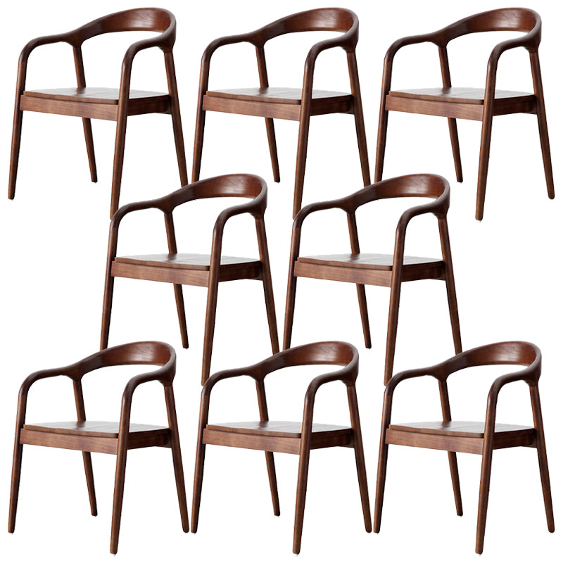 Solid Wood Dining Chairs Nordic Style Open Back Dining Chair Nut-Brown 8 Piece Set Clearhalo 'Dining Chairs' 'Dining Tables & Seating' 'dining_chair' 'furn' 'furn_dining_chair' 'Furniture' 'Kitchen & Dining Furniture' 7224594