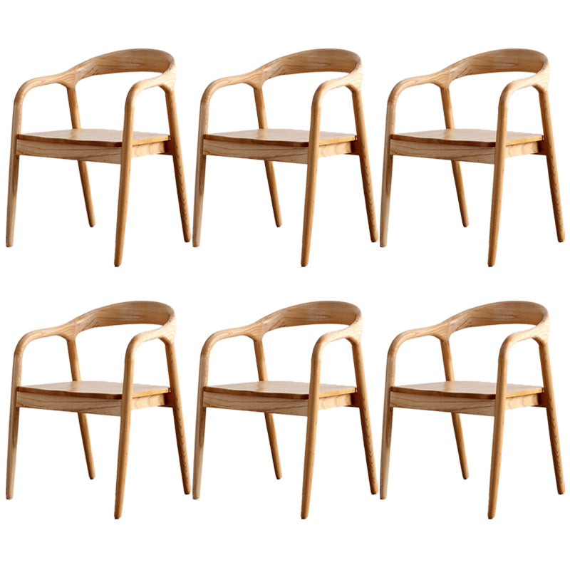 Solid Wood Dining Chairs Nordic Style Open Back Dining Chair Natural 6 Piece Set Clearhalo 'Dining Chairs' 'Dining Tables & Seating' 'dining_chair' 'furn' 'furn_dining_chair' 'Furniture' 'Kitchen & Dining Furniture' 7224602