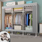 Modern Metal Frame Wardrobe Freestanding Wardrobe with Garment Rod