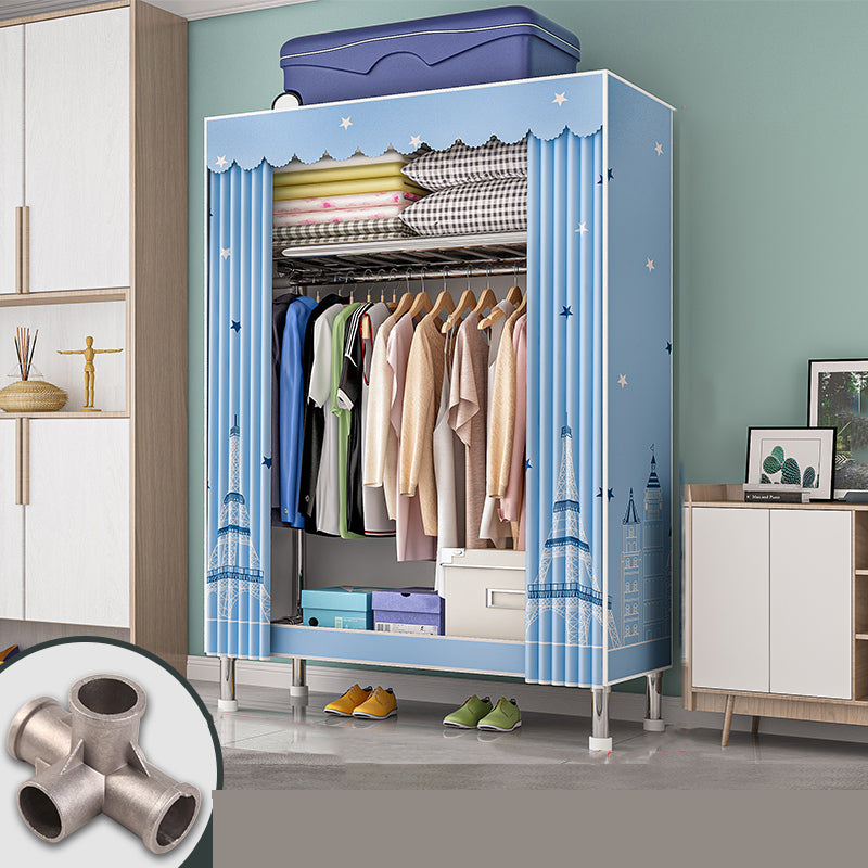 Modern Metal Frame Wardrobe Freestanding Wardrobe with Garment Rod