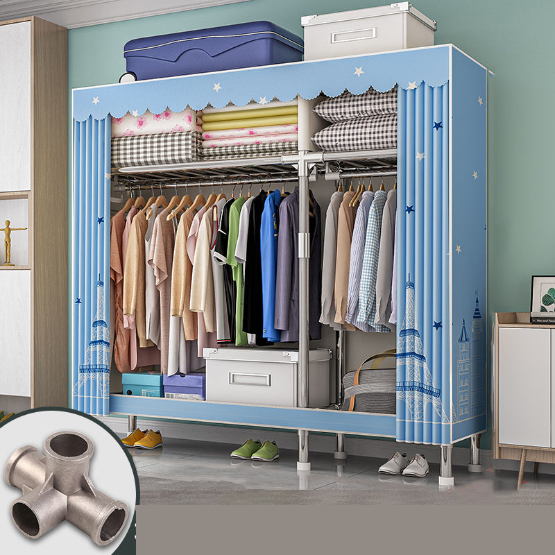 Modern Metal Frame Wardrobe Freestanding Wardrobe with Garment Rod