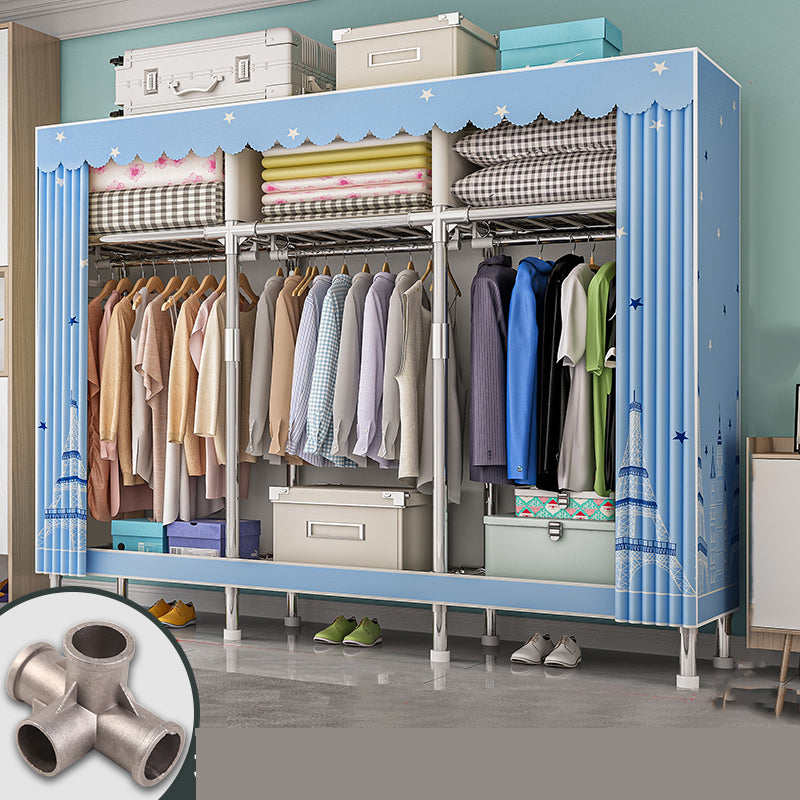 Modern Metal Frame Wardrobe Freestanding Wardrobe with Garment Rod