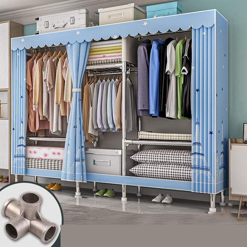 Modern Metal Frame Wardrobe Freestanding Wardrobe with Garment Rod