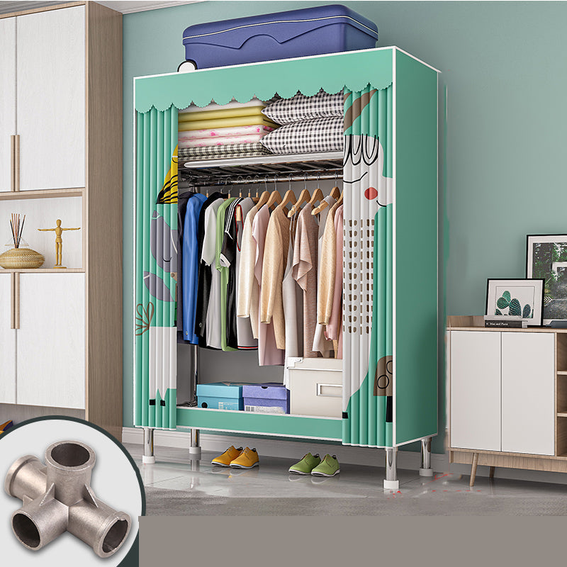 Modern Metal Frame Wardrobe Freestanding Wardrobe with Garment Rod
