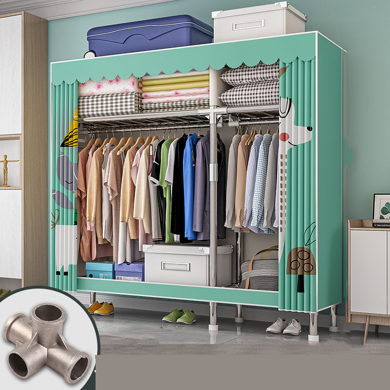 Modern Metal Frame Wardrobe Freestanding Wardrobe with Garment Rod