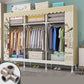 Modern Metal Frame Wardrobe Freestanding Wardrobe with Garment Rod