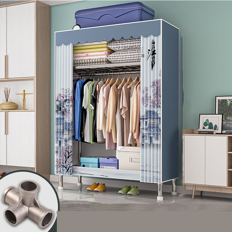 Modern Metal Frame Wardrobe Freestanding Wardrobe with Garment Rod