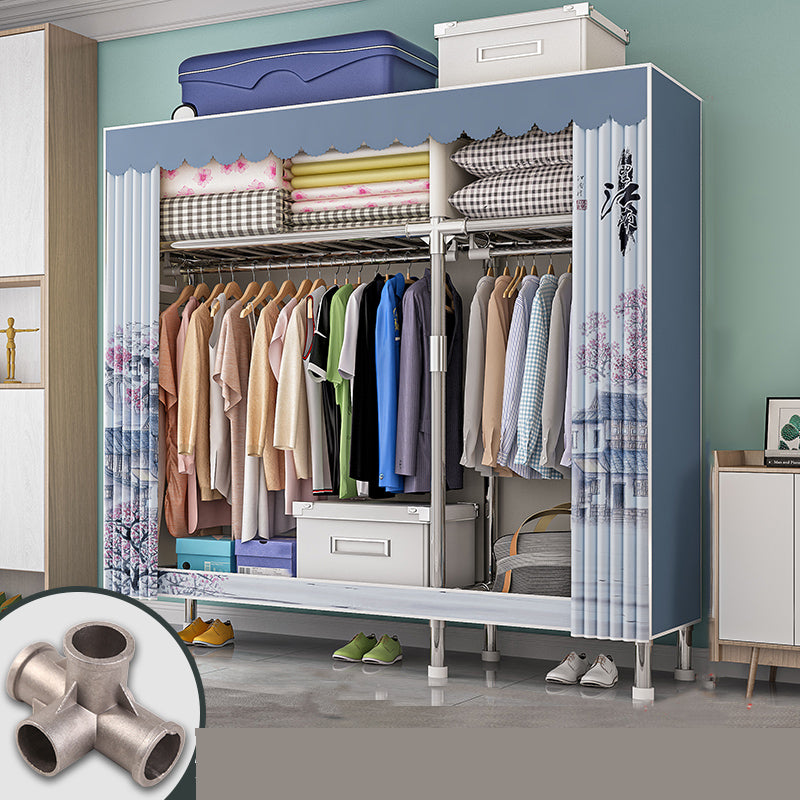 Modern Metal Frame Wardrobe Freestanding Wardrobe with Garment Rod