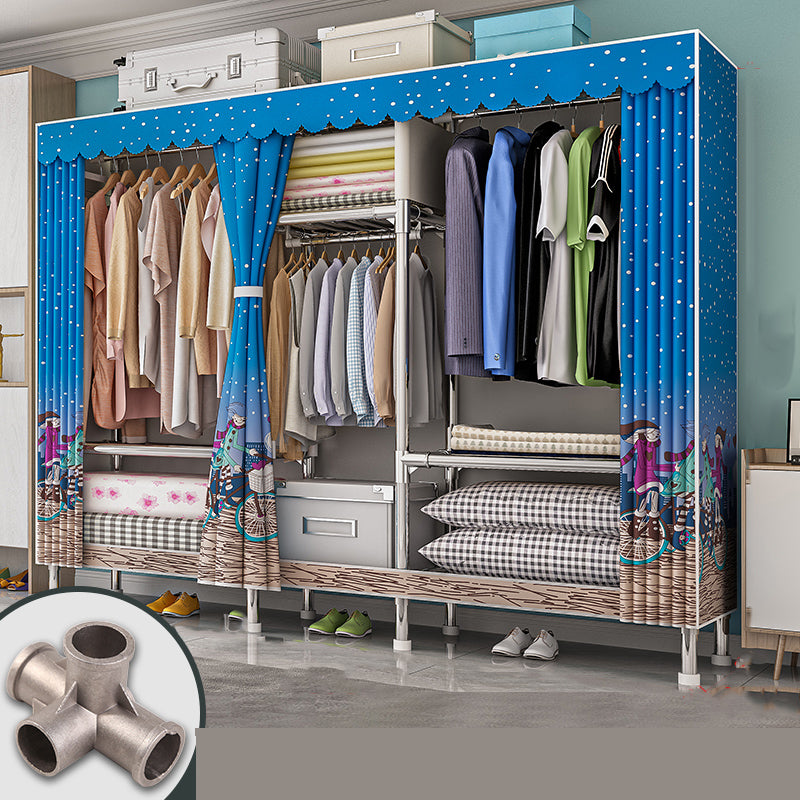 Modern Metal Frame Wardrobe Freestanding Wardrobe with Garment Rod