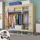 Modern Metal Frame Wardrobe Freestanding Wardrobe with Garment Rod