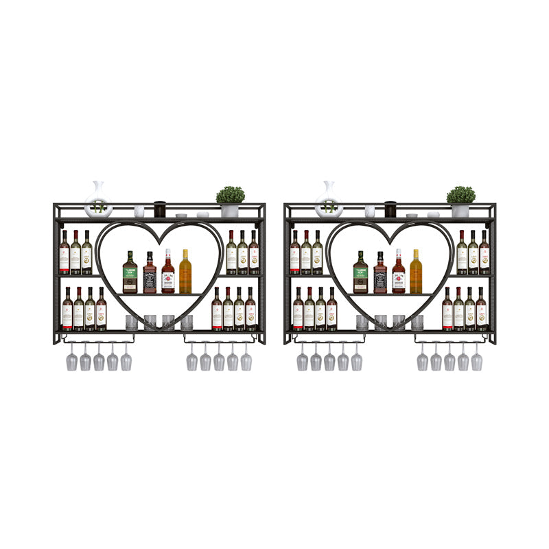 Wand gemonteerd wijnrek ijzeren wijnfles en glazen rek zonder licht