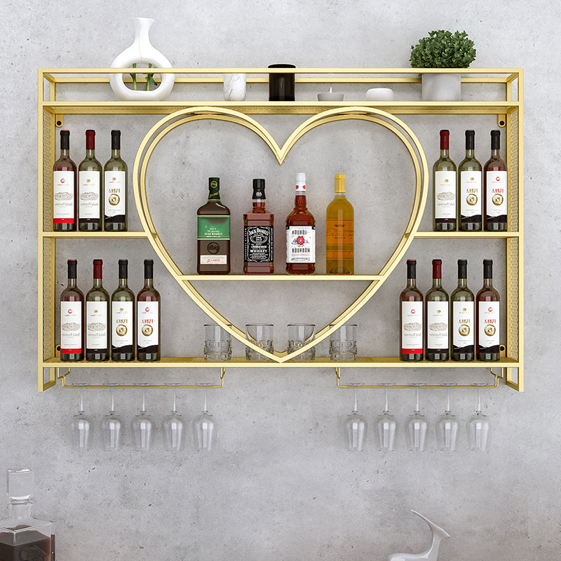 Wand gemonteerd wijnrek ijzeren wijnfles en glazen rek zonder licht