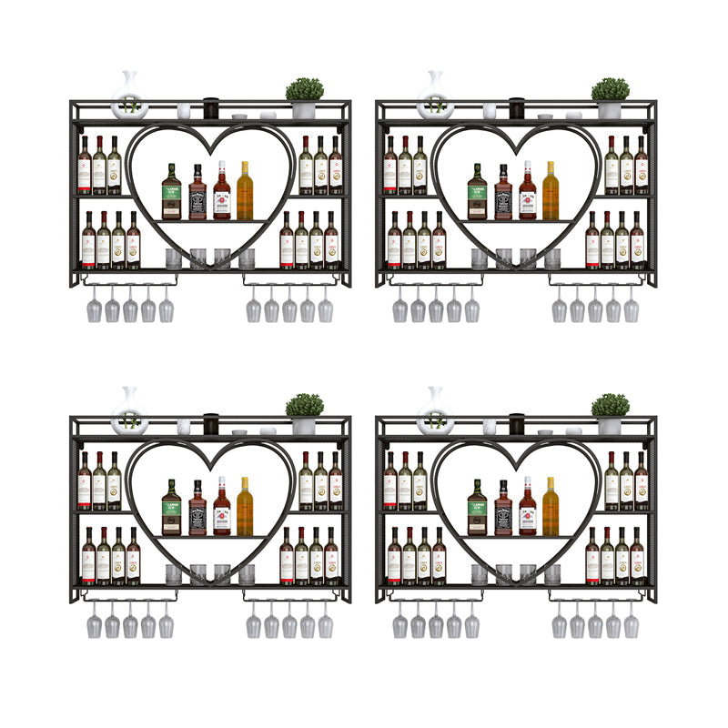 Wand gemonteerd wijnrek ijzeren wijnfles en glazen rek zonder licht