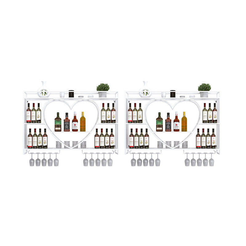 Wand gemonteerd wijnrek ijzeren wijnfles en glazen rek zonder licht