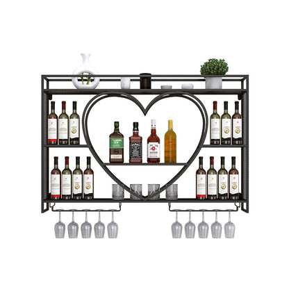 Wall Mounted Wine Rack Iron Wine Bottle & Glass Rack without Light