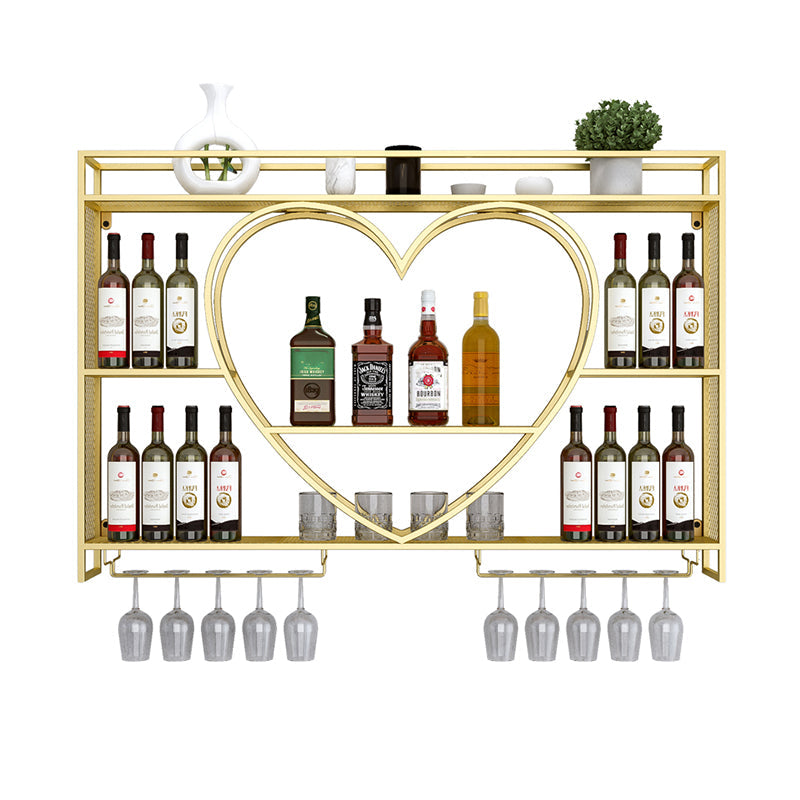 Wand gemonteerd wijnrek ijzeren wijnfles en glazen rek zonder licht