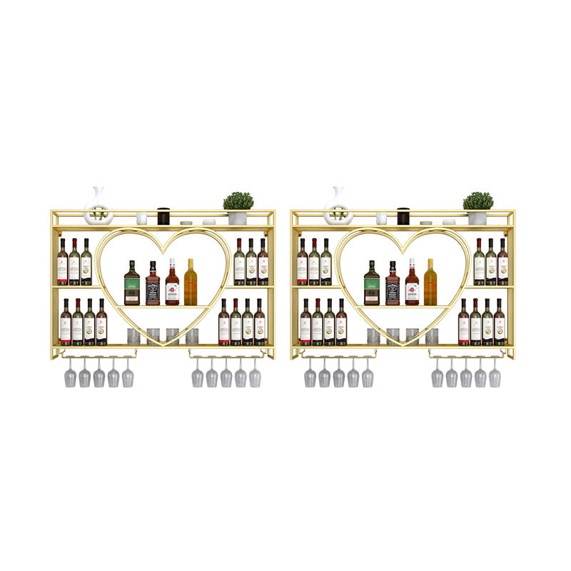 Wand gemonteerd wijnrek ijzeren wijnfles en glazen rek zonder licht