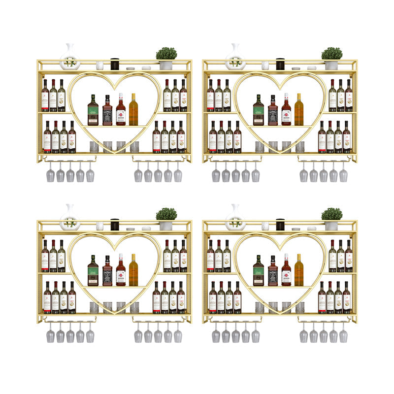 Wand gemonteerd wijnrek ijzeren wijnfles en glazen rek zonder licht