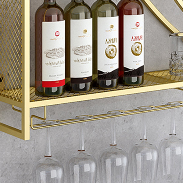 Wand gemonteerd wijnrek ijzeren wijnfles en glazen rek zonder licht