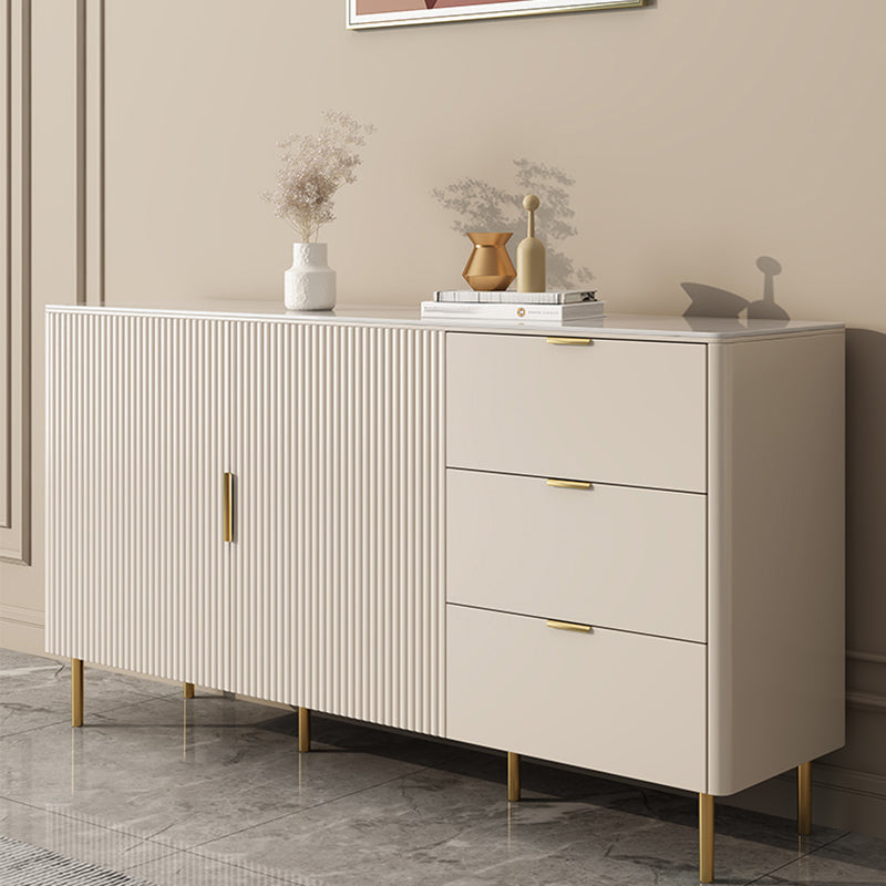 Soggiorno del soggiorno bianco tavolo a buffet in stile glam con cassetti e conservazione