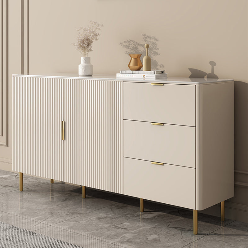 Soggiorno del soggiorno bianco tavolo a buffet in stile glam con cassetti e conservazione