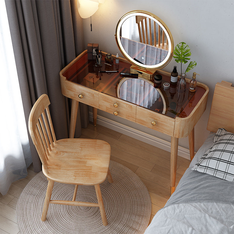 Modern Drawers Dressing Table Solid Wood Dresser Mirrored Vanity Set Clearhalo 'Bedroom Furniture' 'furn' 'furn_makeup_vanities' 'Furniture' 'Makeup Vanities' 'makeup_vanities' 7225072